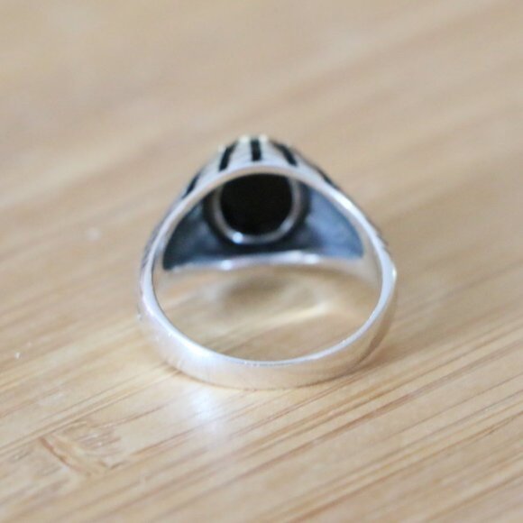 Sterling Silver Men's Rings With Black Onyx - Picture 8 of 9